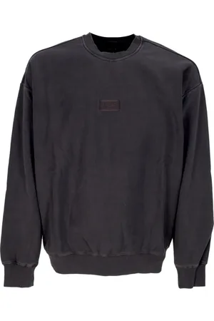 Huf Sweathshirts & Hoodies, Herre, Sort, S, Bomuld, Sort Crewneck Fleece med Broderet Logo