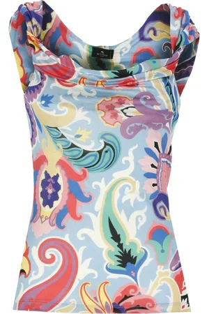 Etro Top, Dame, Flerfarvet, XS, Blomstret Top med Rund Hals