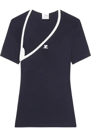 Courrèges Top, Dame, Sort, S, Bomuld, Slash Contrast T-Shirt
