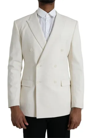 Dolce & Gabbana Jakke, Herre, Hvid, L, Uld, Hvid Uld Blazer Martini Dobbelt Brystet