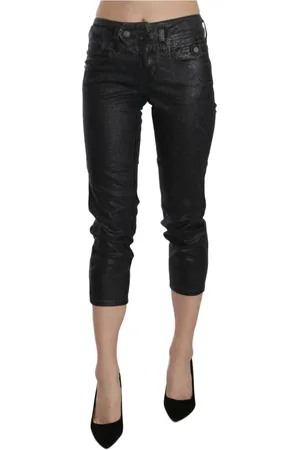 John Galliano Jeans, Dame, Sort, W24, Bomuld, Elegant Sorte Cropped Jeans