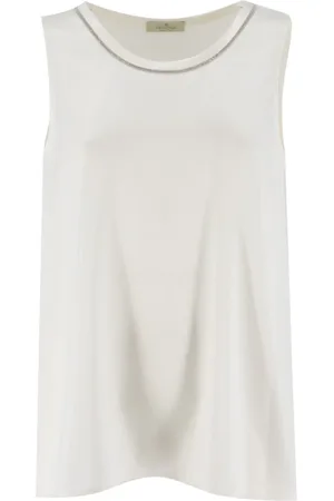 PANICALE Top, Dame, , S, Silke Crew Neck Top med Lysende Detaljer