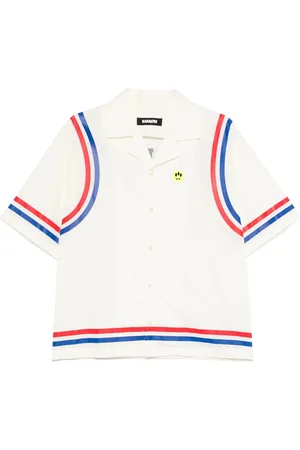 BARROW Top, Herre, Hvid, S, Bomuld, Hvid Skjorte med Linjedetaljer Print