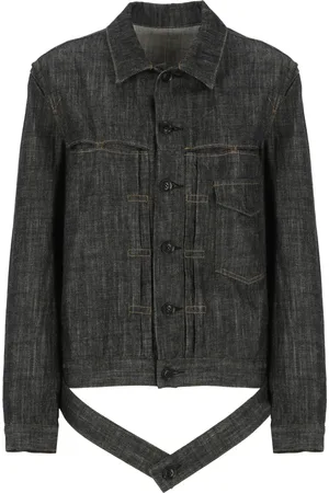 Y-3 Jakke, Dame, Sort, S, Bomuld, Sort Jeansjakke med Krave og Knapper