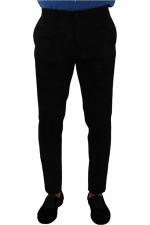 Dolce & Gabbana Bukser, Herre, Sort, M, Polyester, Elegant sort brokade skinny kjolebukser