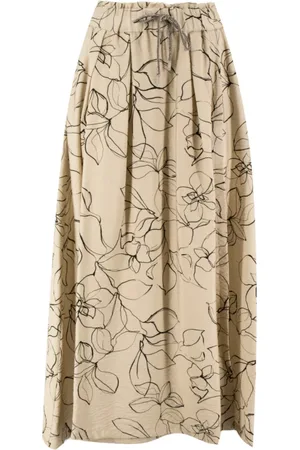 PANICALE Nederdel, Dame, , XS, Blomstret Midi Nederdel med Folder