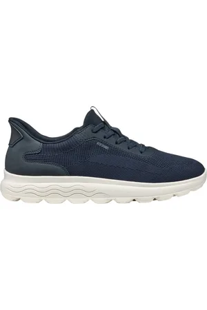 Geox Sko, Herre, Blå, 43 EU, Blå Afslappede Tekstil Sneakers med 3cm Gummisål