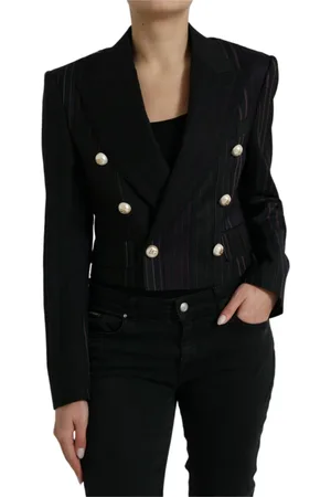 Dolce & Gabbana Jakke, Dame, Sort, XS, Uld, Stribet uld blazer