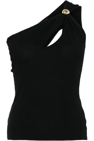 FEDERICA TOSI Top, Dame, Sort, 2XS, Sort Tank Top med Cut-Out Detalje
