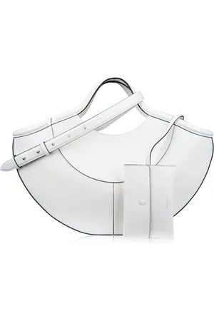 Alexander McQueen Taske, Dame, Hvid, ONE SIZE, Uld, Læder skuldertaske med krog lukning