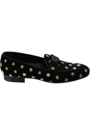 Dolce & Gabbana Sko, Dame, Sort, 39 EU, Bomuld, Elegante Loafers i Fløjl med Kronbroderi