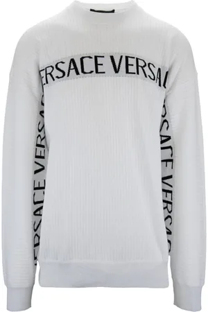 VERSACE Sweathshirts & Hoodies, Herre, Hvid, L, Bomuld, Oversize Crewneck Bomuldssweater