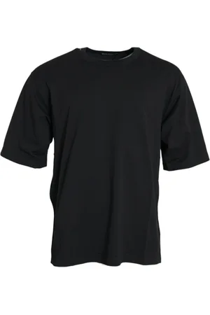 Dolce & Gabbana Top, Herre, Sort, M, Bomuld, Sort Logo Præget T-shirt