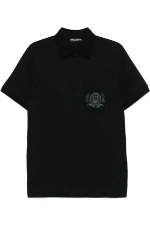 Dolce & Gabbana Top, Herre, Sort, L, Sort Button-Front T-shirts og Polos