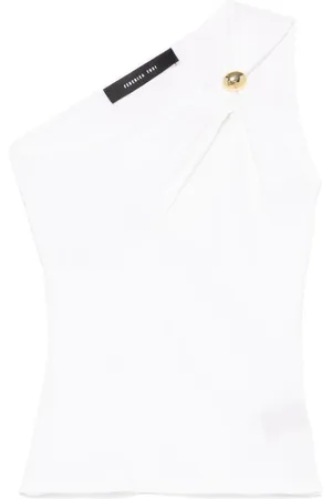 FEDERICA TOSI Top, Dame, Hvid, XS, Uld, Hvid One Shoulder Top Stilfuldt Design