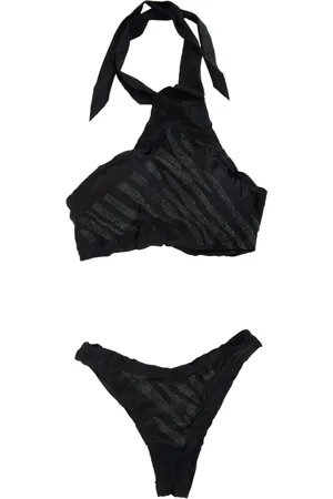 F**K Badetøj, Dame, Sort, M, Polyester, Strass Bikini Sæt med Krog og Slips