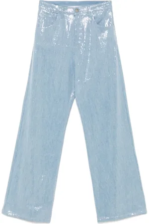 FEDERICA TOSI Jeans, Dame, Blå, W25, Denim, Himmelblå Paliet Denim Jeans