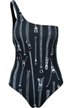 Moschino Badetøj, Dame, Sort, S, Uld, En-skulder Lynlås Design Badedragt
