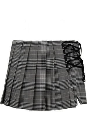 ANIYE BY Nederdel, Dame, Grå, S, Polyester, Ternede Sidelæns Flet Shorts