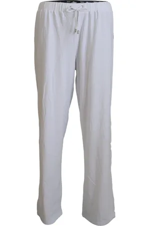 John Galliano Bukser, Herre, Hvid, M, Bomuld, Elegant viddebenet bomuld bukser