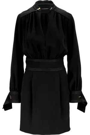 Elisabetta Franchi Kjole, Dame, Sort, XL, Uld, Kort kjole med lynlås og knap