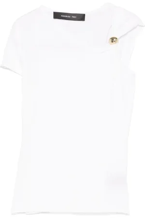 FEDERICA TOSI Top, Dame, Hvid, M, Hvid Asymmetrisk Hals T-shirt