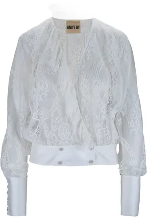 ANIYE BY Bluser & Skjorter, Dame, Hvid, L, Bomuld, Blomstret broderet knap-up skjorte