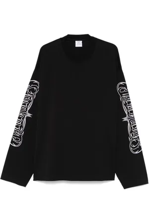 Vetements Top, Herre, Sort, L, Sort Crew Neck Langærmet T-shirt