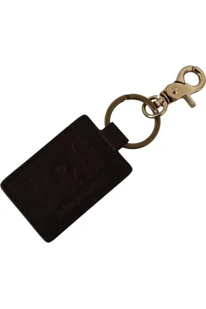 Dolce & Gabbana Tilbehør, Herre, Brun, ONE SIZE, Uld, Elegant Unisex Lder Nglekde med Gyldent Detalje