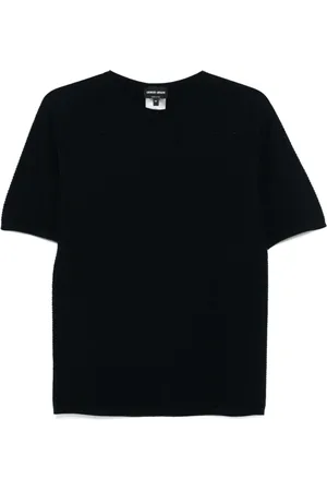 Giorgio Armani Strik, Herre, Blå, M, Blå Crew Neck Sweater Ribbet