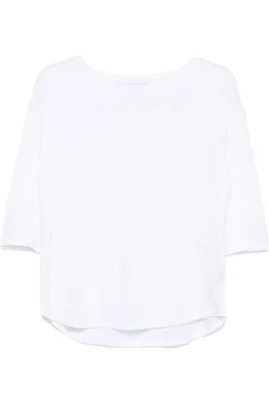 Majestic Top, Dame, Hvid, S, Linned, Hvid Linned Boxy Crew Neck Sweater