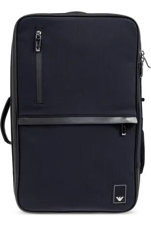 Emporio Armani Taske, Herre, Blå, ONE SIZE, Uld, Rygsæk med logo-patch