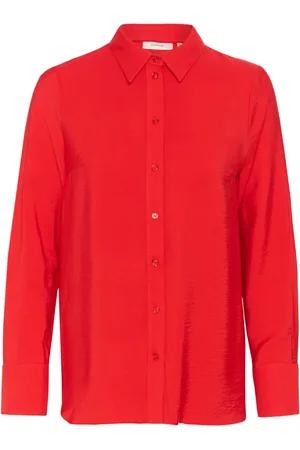 INWEAR Bluser & Skjorter, Dame, Rød, XL, Uld, Rød skjorte med krave og knapper