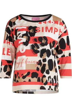 Betty Barclay Top, Dame, Flerfarvet, S, Uld, Casual skjorte med dyreprint og glimmersten