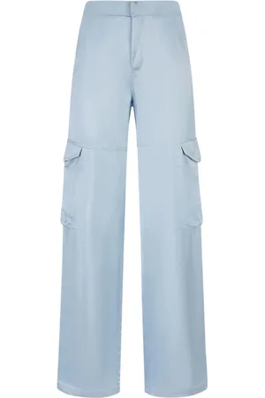 GCDS Bukser, Dame, Blå, XS, Satin, Blå Satin Cargo Bukser