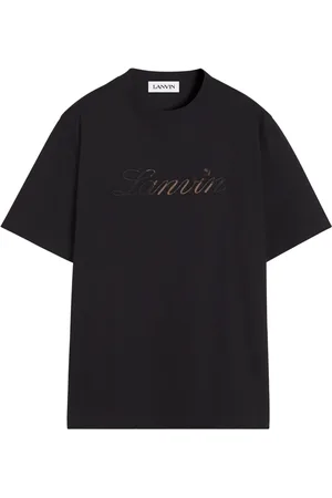 Lanvin Top, Herre, Sort, XL, Denim, Sort Denim Script Logo T-shirt