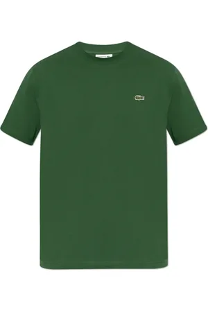 Lacoste Top, Herre, Grøn, 2XL, Bomuld, T-shirt med logo patch