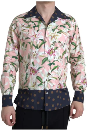 Dolce & Gabbana Skjorte, Herre, Flerfarvet, S, Bomuld, Elegant Slim Fit Pink Casual Skjorte