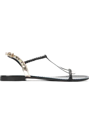 Kazar Sko, Dame, Gul, 38 EU, Uld, Sorte og guld sandaler til damer