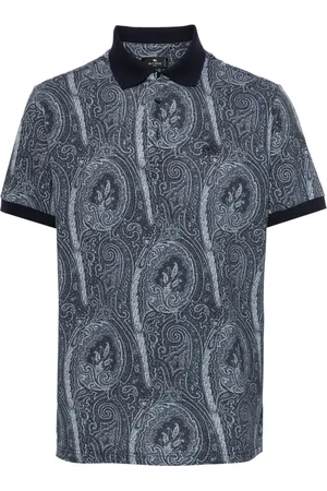 Etro Top, Herre, Blå, M, Bomuld, Roma Polo Shirt