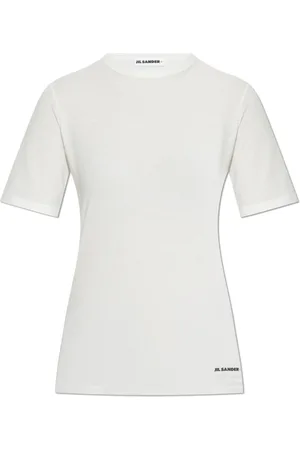Jil Sander Top, Dame, Hvid, M, Bomuld, T-shirt med logo