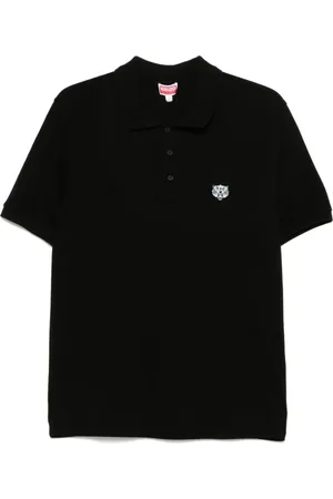 Kenzo Top, Herre, Sort, S, Sort Polo Skjorte med Knappelukning