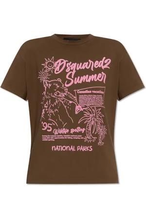 Dsquared2 Top, Dame, Brun, 2XS, Bomuld, T-shirt med logo
