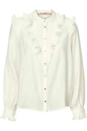 RUE de FEMME Bluser & Skjorter, Dame, Hvid, XS, Uld, Elegant Feminin Skjorte med Rynke Detaljer