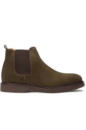 Kazar Sko, Herre, Grøn, 43 EU, Casual Chelsea Støvler i Khaki Ruskind