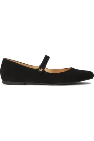 Kazar Sko, Dame, Sort, 38 EU, Uld, Sort ruskind ballerinaer i Mary Jane-stil