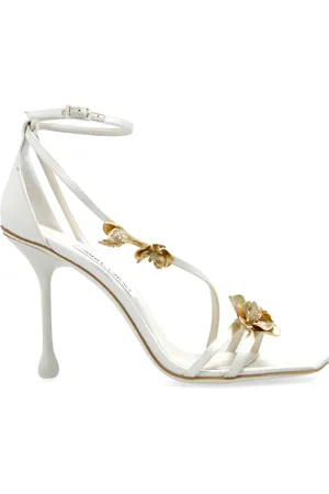 Jimmy Choo Sko, Dame, Hvid, 37 1/2 EU, Uld, Hælede sandaler Zea