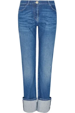 Giorgio Armani Jeans, Dame, Blå, L, Uld, Stilfulde Ubj9 Bukser til Mænd