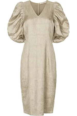 RUE de FEMME Kjole, Dame, Grøn, 2XL, Uld, Lyric Kjole Brændt Oliven Elegant V-Hals