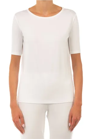 LE TRICOT PERUGIA Top, Dame, Hvid, S, Hvid T-shirt med bådhals